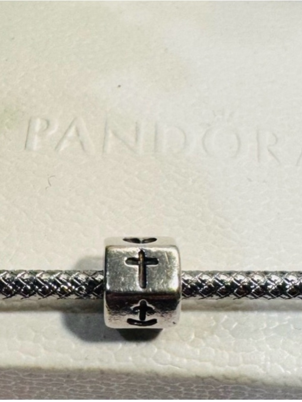 Pandora Silver Cross Cube Charm